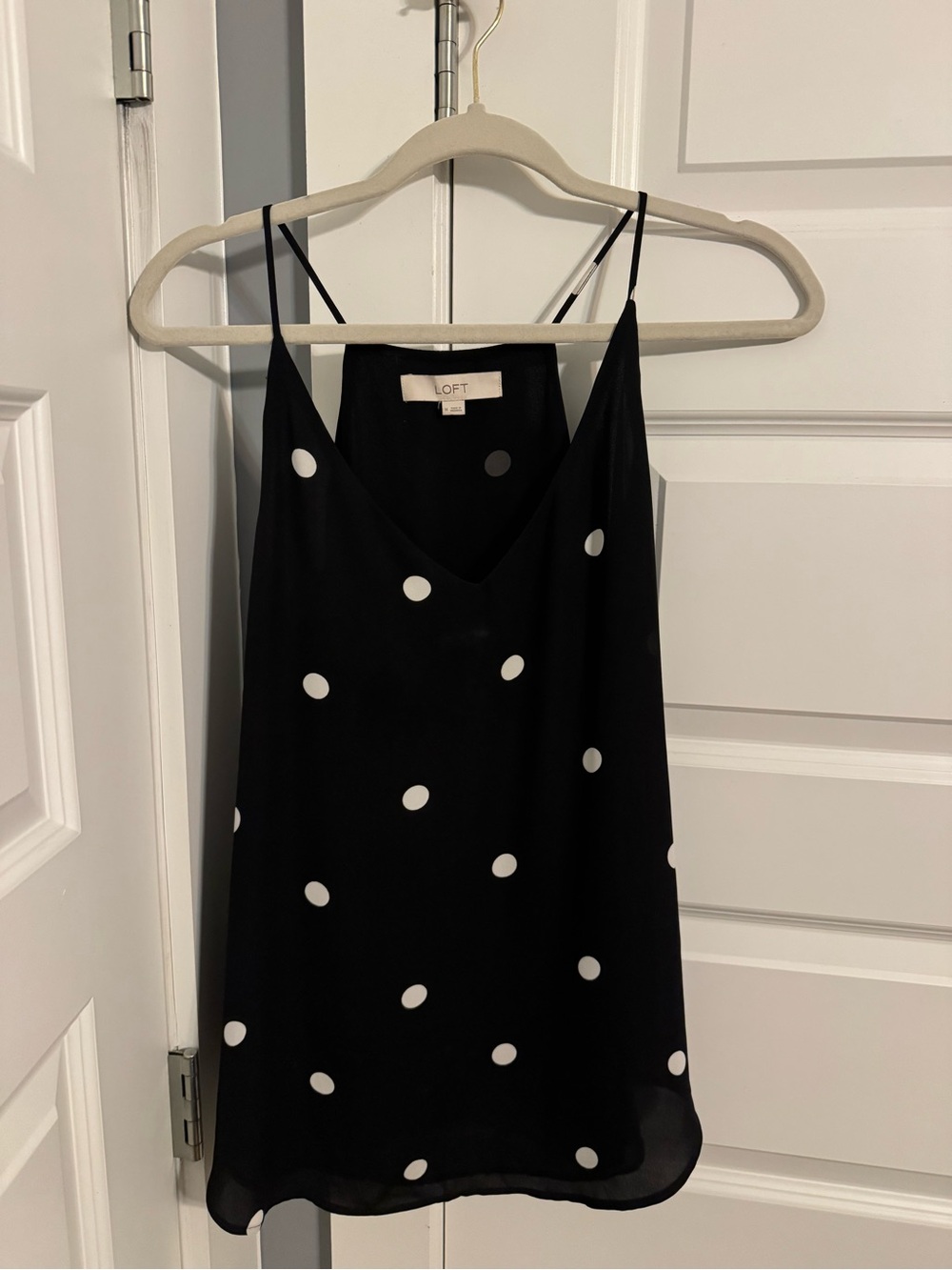 LOFT Black White Polka Dot Halter Tank Top Size M